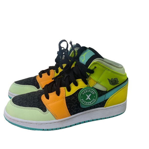 Nike Air Jordan 1 Mid Se (gs) Bq6931-037 - Picture 4 of 13